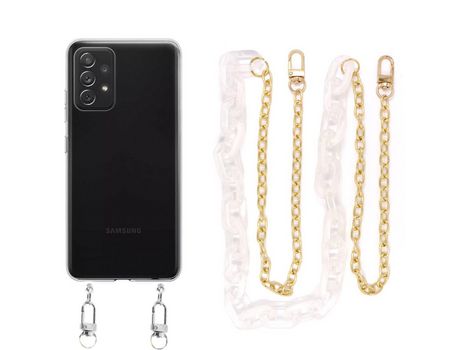 Funda cristal con Cordón Cadena branco para Samsung Galaxy A72
