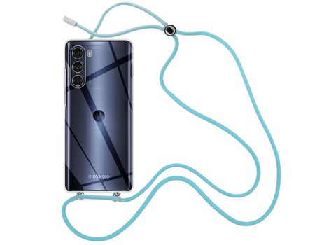 Funda cristal con Cordón azul para Motorola Moto G200