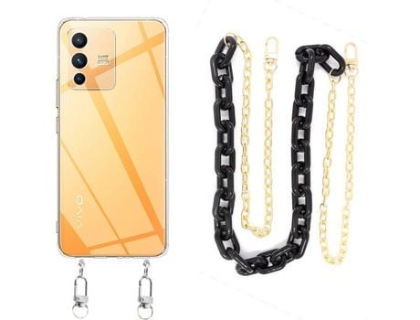 Funda cristal con Cordón Cadena Negro para Vivo V23 5G