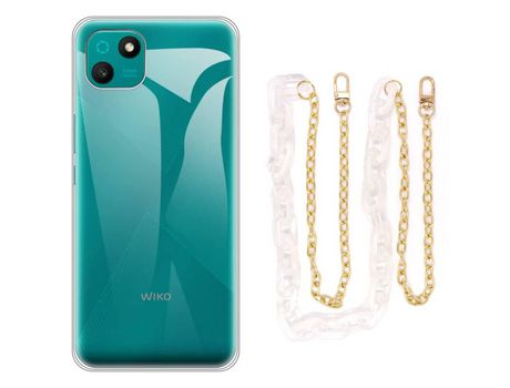 Funda cristal con Cordón Cadena blanco para Wiko T10
