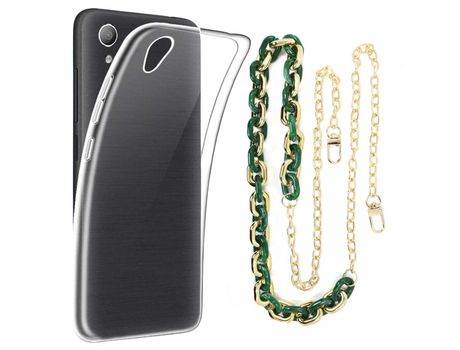 Funda cristal con Cordón Cadena verde para Alcatel 1 2019