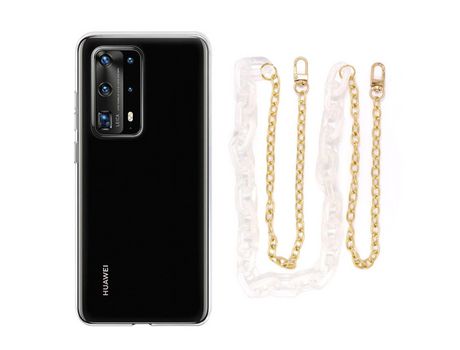 Funda cristal con Cordón Cadena blanco para Huawei P40 Pro