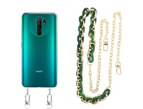 Funda cristal con Cordón Cadena verde para Xiaomi Redmi 9
