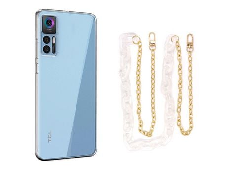 Funda cristal con Cordón Cadena blanco para TCL 30 5G