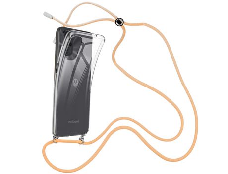 Funda cristal con Cordón Naranja para Motorola Moto G22