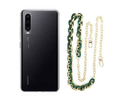 Funda cristal con Cordón Cadena verde para Huawei P30
