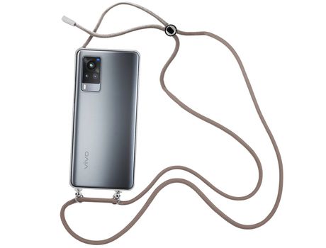Funda cristal con Cordón Marrón para Vivo X60 pro
