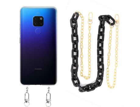 Funda cristal con Cordón Cadena Negro para Huawei Mate 20