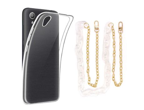 Funda cristal con Cordón Cadena branco para Alcatel 1 2019