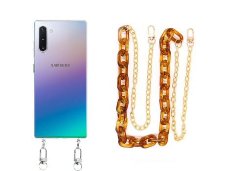 Funda cristal con Cordón Cadena Marrón para Samsung Galaxy Note 10