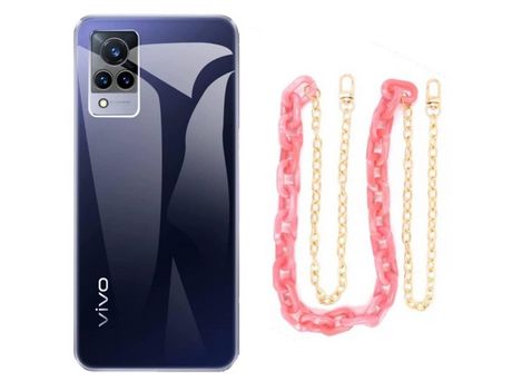 Funda cristal con Cordón Cadena rosa para Vivo V21