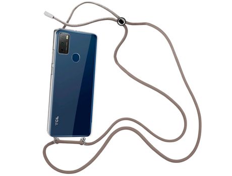 Funda cristal con Cordón Marrón para TCL 20E