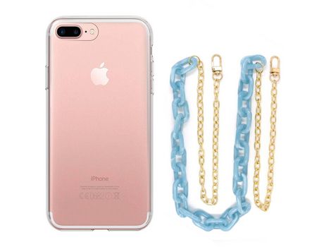 Funda cristal con Cordón Cadena azul para iPhone 8 Plus