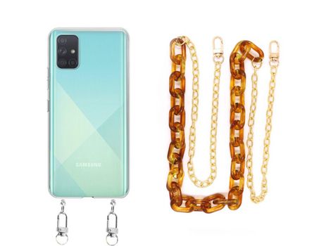 Funda cristal con Cordón Cadena Marrón para Samsung Galaxy A51