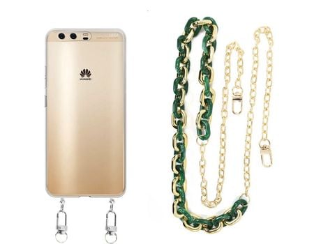 Funda cristal con Cordón Cadena verde para Huawei P10 Plus