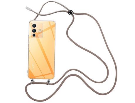 Funda cristal con Cordón Marrón para Vivo V23 5G
