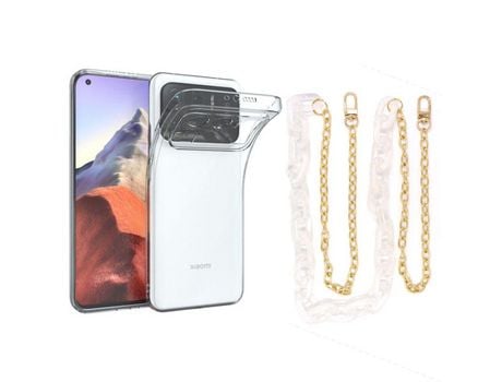 Funda cristal con Cordón Cadena branco para Xiaomi Mi 11 Ultra