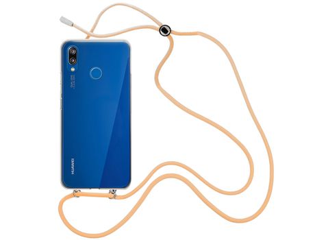 Funda cristal con Cordón Naranja para Huawei P20 Lite
