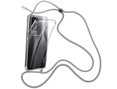 Funda cristal con Cordón Gris para Oppo A74 5G