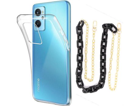 Funda cristal con Cordón Cadena Negro para Oppo A96