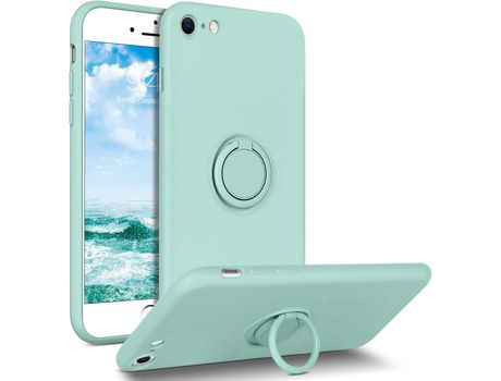 Funda Silicona Líquida con microfibra y anel metal iPhone 7 Azul Turquesa