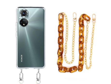 Funda cristal con Cordón Cadena Marrón para Huawei P50