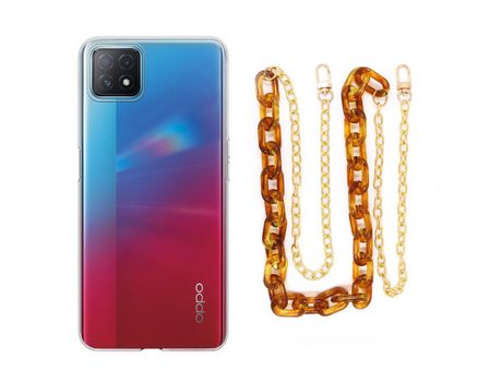 Funda cristal con Cordón Cadena Marrón para Oppo A73