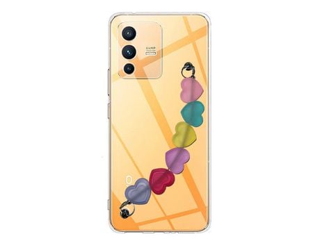 Funda cristal con Soporte Corazones para Vivo V23 5G