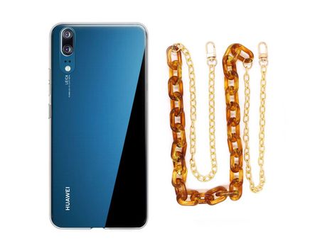 Funda cristal con Cordón Cadena Marrón para Huawei P20