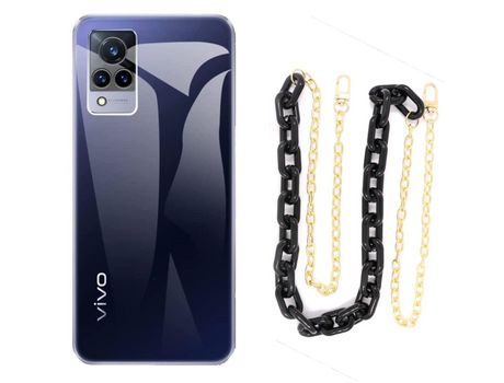 Funda cristal con Cordón Cadena Negro para Vivo V21