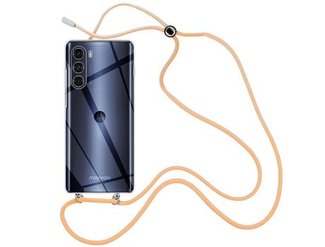 Funda cristal con Cordón Naranja para Motorola Moto G200