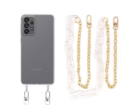 Funda cristal con Cordón Cadena branco para Samsung Galaxy A33