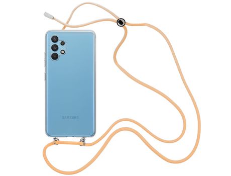 Funda cristal con Cordón Naranja para Samsung Galaxy A22 4G