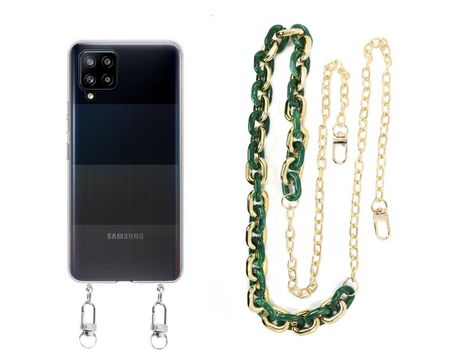 Funda cristal con Cordón Cadena verde para Samsung Galaxy A42 5G