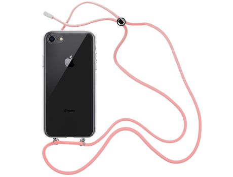 Funda cristal con Cordón rosa para iPhone 8