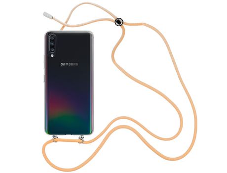 Funda cristal con Cordón Naranja para Samsung Galaxy A70