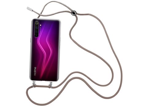 Funda cristal con Cordón Marrón para Realme 6 Pro