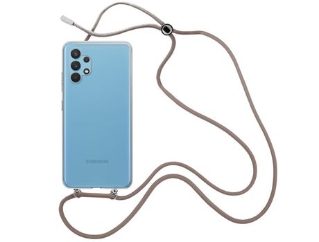 Funda cristal con Cordón Marrón para Samsung Galaxy A22 4G