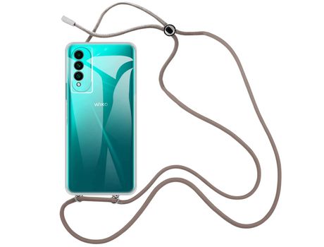 Funda cristal con Cordón Marrón para Wiko T50