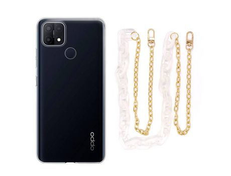 Funda cristal con Cordón Cadena Negro para Oppo A15