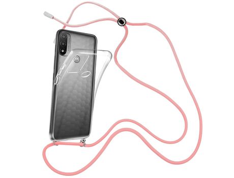 Funda cristal con Cordón rosa para Motorola Moto E20