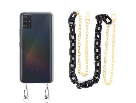 Funda cristal con Cordón Cadena Negro para Samsung Galaxy A71