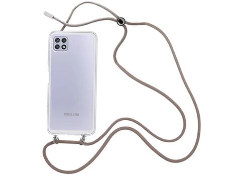 Funda cristal con Cordón Marrón para Samsung Galaxy A22 5G