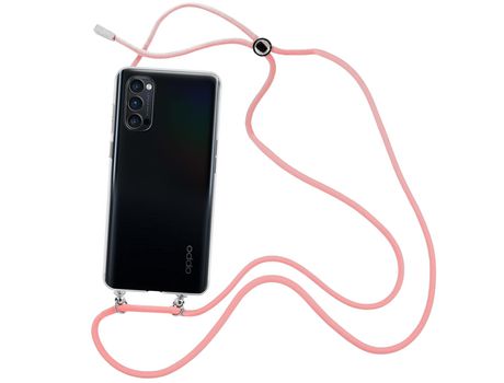 Funda cristal con Cordón rosa para Oppo Reno 4 Pro