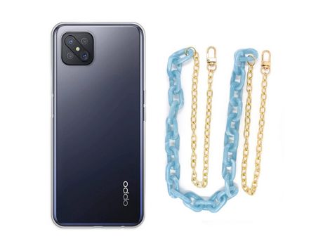Funda cristal con Cordón Cadena azul para Oppo Reno 4Z