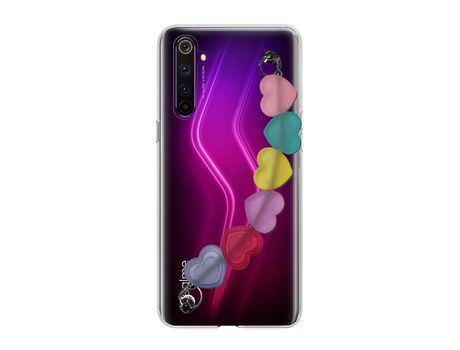 Funda cristal con Soporte Corazones para Realme 6 Pro