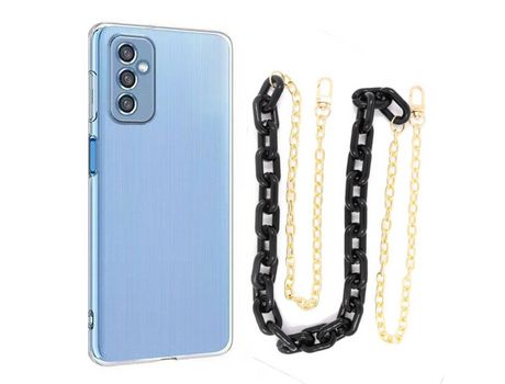 Funda cristal con Cordón Cadena Negro para Samsung Galaxy M52 5G