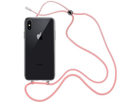 Funda cristal con Cordón rosa para iPhone X
