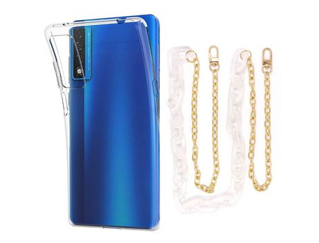Funda cristal con Cordón Cadena branco para TCL 20 5G