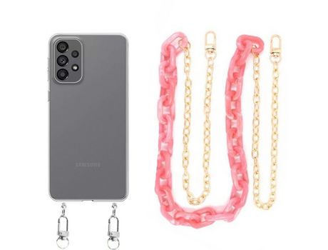 Funda cristal con Cordón Cadena rosa para Samsung Galaxy A53 5G